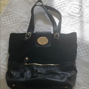 Emma Fox Black Leather And Suede Bag